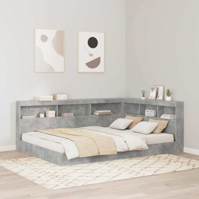 Cabecera de almacenamiento con estante Gris hormigón 150 cm