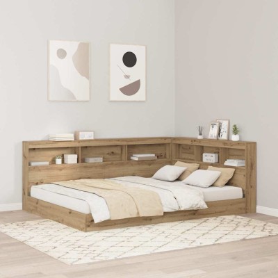 Cabecera de almacenamiento con estante Roble artisan 160 cm