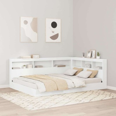 Cabecera de almacenamiento Blanco 140 cm Madera contrachapada