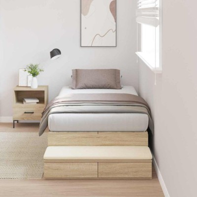 Cama con almacenamiento Roble Sonoma 236.5 x 90 x 31.5 cm