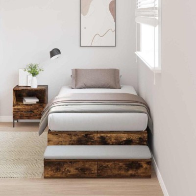 Cama con almacenamiento Roble ahumado 236.5 x 90 x 31.5 cm