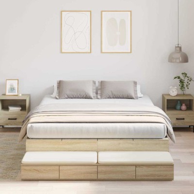 Cama con almacenamiento Roble Sonoma 226.5 x 140 x 31.5 cm