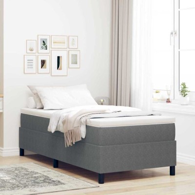 Cama tipo Box Spring Gris claro 90 x 200 cm Telas de pana