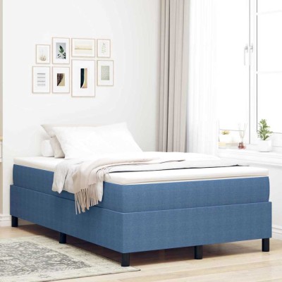 Cama tipo Box Spring Azul 120 x 200 cm Telas de pana