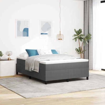 Cama tipo Box Spring Gris claro 140 x 200 cm Telas de pana