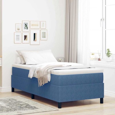 Cama tipo Box Spring Azul y Blanco 203 x 100 x 60 cm