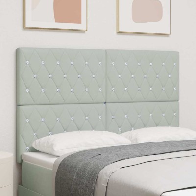Cabecero de Terciopelo Argyle Gris claro 160 cm Terciopelo