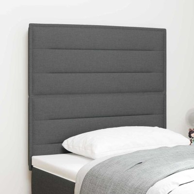 Cabecero LED con luces de tiras LED Gris oscuro 100 cm tela