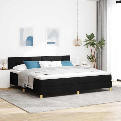 Cama box spring con colchón con colchón Negro 200 x 200 cm tela