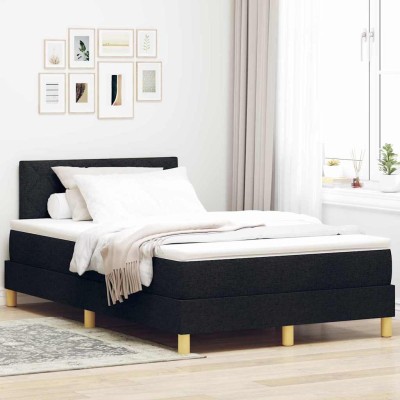 Cama box spring con colchón con colchón Negro 120 x 200 cm tela