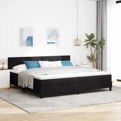 Cama con Somier y Colchón con colchón Negro 200 x 200 cm tela