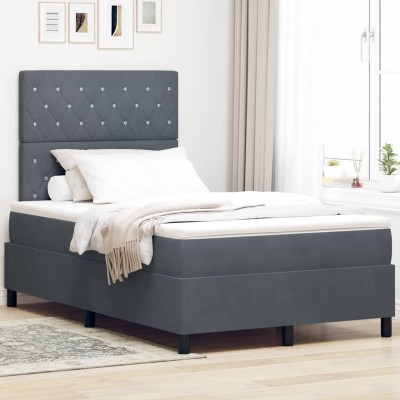 Cama tipo Box Spring Gris oscuro 120 x 190 cm Terciopelo
