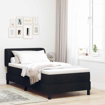 Cama box spring con colchón con colchón Negro 90 x 190 cm tela