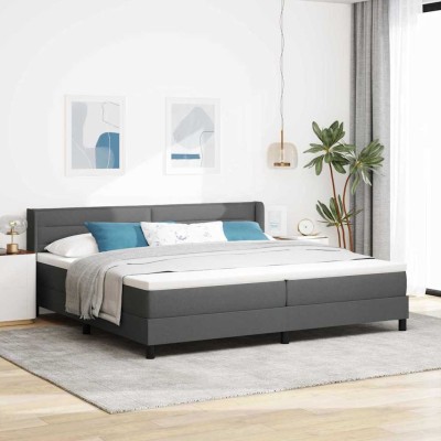 Cama box spring con colchón Gris oscuro 200 x 200 cm