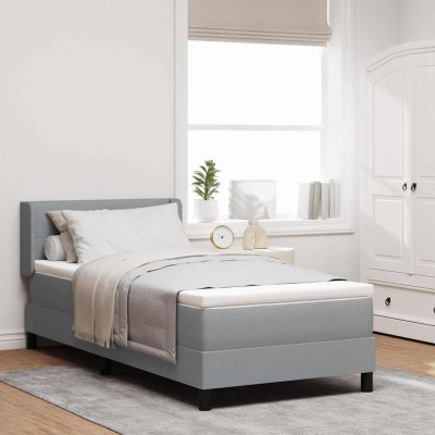 Cama box spring con colchón con colchón Gris claro 90 x 200 cm