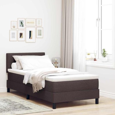 Cama tipo Box Spring Marrón Oscuro 100 x 200 cm tela