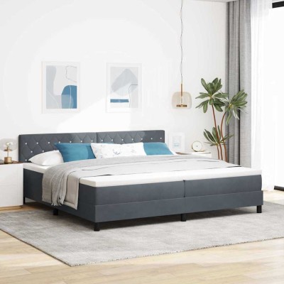 Cama tipo Box Spring Gris oscuro 200 x 200 cm Terciopelo