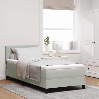 Cama tipo Box Spring Gris claro 90 x 200 cm Terciopelo