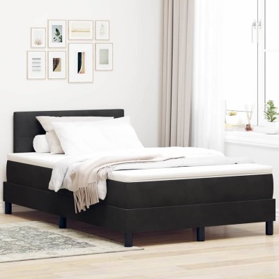 Cama tipo Box Spring con colchón Negro 120 x 200 cm Terciopelo