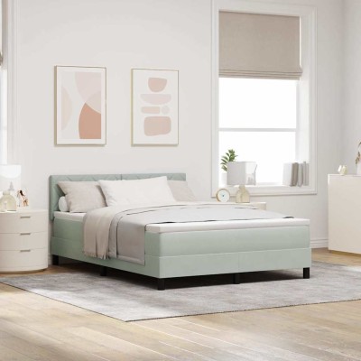 Cama tipo Box Spring Gris claro 140 x 190 cm Terciopelo