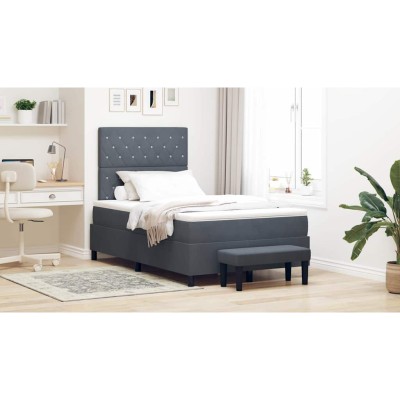 Cama tipo Box Spring Gris oscuro 120 x 190 cm Terciopelo