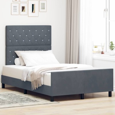 Estructura de cama Gris oscuro 120 x 200 cm Terciopelo