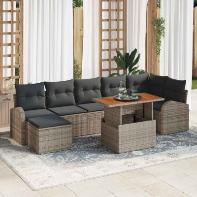 Conjunto de sofá de jardín con cojín 8 pcs Gris