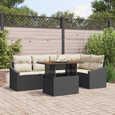 Conjunto de Comedor de Jardín Negro y crema 100 x 55 x 73 cm