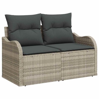 Conjunto de sofá de jardín 11 pcs Gris claro Poliratán