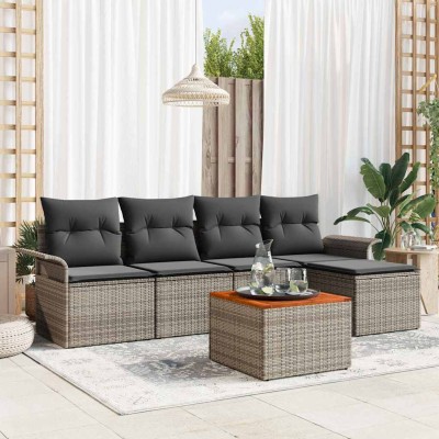 Conjunto de sofá de jardín con cojín 6 pcs Gris