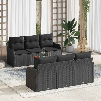 Conjunto de sofá de jardín 7 pcs Negro