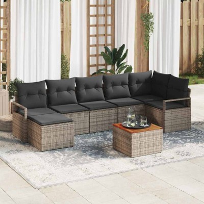 Conjunto de sofá de jardín 8 pcs Gris