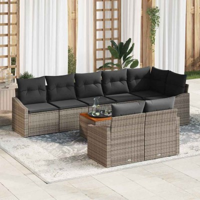 Conjunto de sofá de jardín 9 pcs Gris