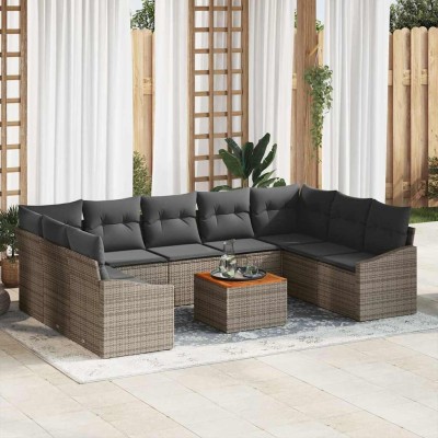 Conjunto de sofá de jardín 10 pcs Gris