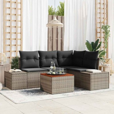 Conjunto de sofá de jardín 5 pcs Gris