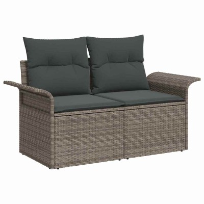Conjunto de sofá de jardín con cojín 6 pcs Gris Poliratán