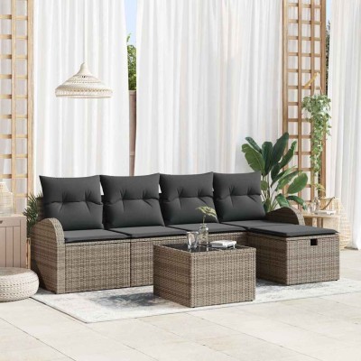 Conjunto de sofá de jardín 6 pcs Gris 234 x 117 x 85 cm