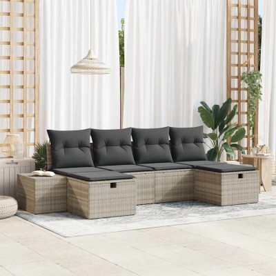 Conjunto de sofá de jardín 6 pcs Gris claro 55 x 62 x 69 cm