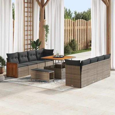 Conjunto de sofá de jardín Manual 11 pcs Gris 100 x 100 x 71 cm