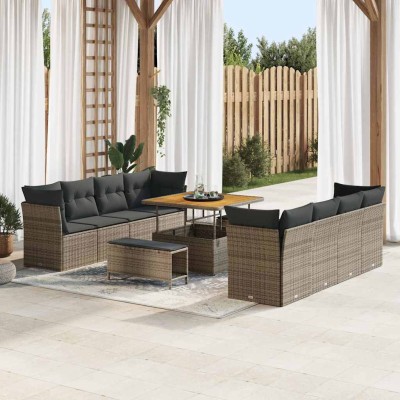 Conjunto de sofá de jardín Manual 11 pcs Gris 100 x 100 x 71 cm