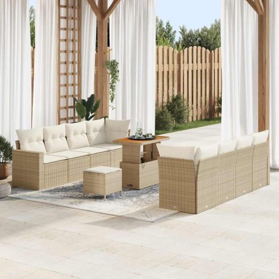 Conjunto de sofá de jardín 11 pcs beige y crema 90 x 55 x 71 cm