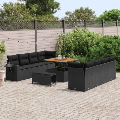 Conjunto de sofá de jardín 11 pcs Negro 100 x 100 x 71 cm
