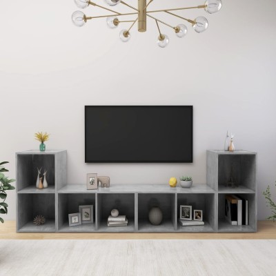 Muebles de salón 4 pzas madera ingeniería gris hormigón