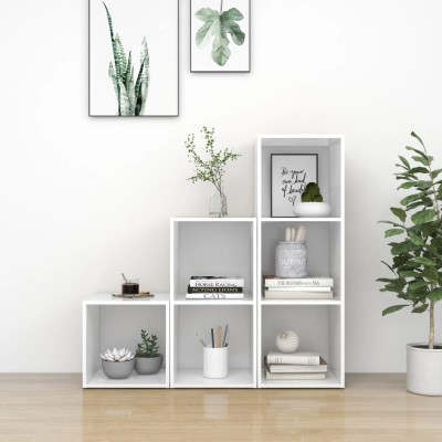 Juego de mueble para TV de 3 piezas madera contrachapada blanco