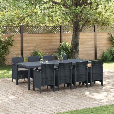 Conjunto de Comedor de Jardín 9 pcs Antracita Ratan Polt