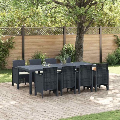 Conjunto de Comedor de Jardín 9 pcs Antracita Ratan Polt
