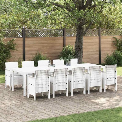 Conjunto de Comedor de Jardín 11 pcs Blanco y Gris claro