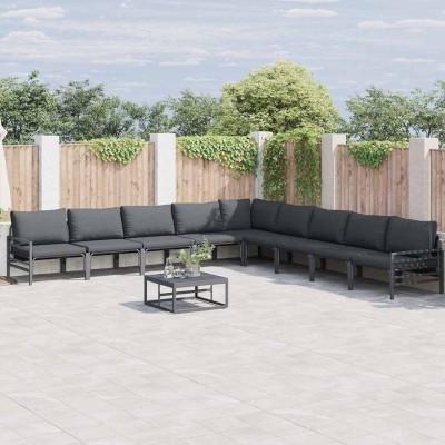 Conjunto de sofá de jardín 9 pcs Antracita Acero
