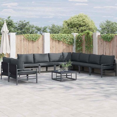 Conjunto de sofá de jardín 9 pcs Antracita Acero