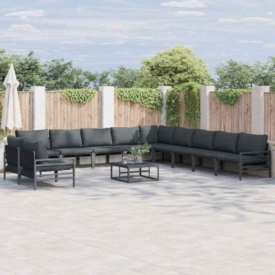 Conjunto de sofá de jardín 11 pcs Antracita Acero